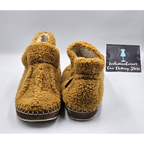 L.L.Bean Women's Mustard Cozy Slipper Bootie Pile Fleece Ankle Shoes Sz 10 3010 - Picture 9 of 16